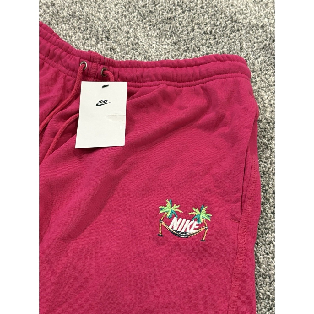 Nike Mens French Terry Shorts Pink Tropical Palm Tree Graphic DQ4210-616 Medium